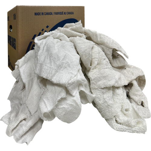 Wiper Rags Box, Terrycloth, White, 10 lbs. Moffatt Supply & Specialties