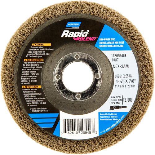 4-1/2X7/8 RAPID FINISH WHEEL NEX-2AM MED, 4-1/2" Dia., Medium Grit, Aluminum Oxide Moffatt Supply & Specialties