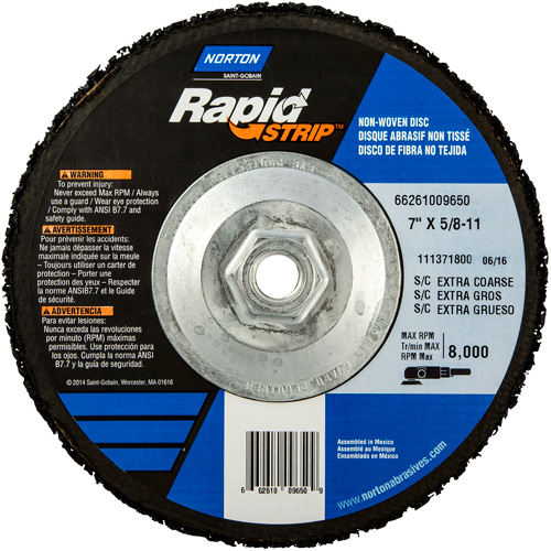 Bear-Tex&reg; Rapid Strip Non-Woven Depressed Center Discs, 7" Dia., Extra Coarse Grit, Silicon Carbide Moffatt Supply & Specialties