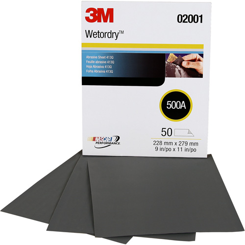 Wetordry Abrasive Sheet 411Q, 9" x11", 500 Grit, Silicon Carbide Moffatt Supply & Specialties