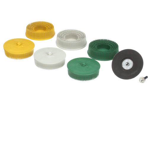 Roloc Bristle Disc Kit, Aluminum Oxide, Several Grit, 3" Dia. Moffatt Supply & Specialties