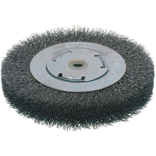 Economy Crimped Wire Wheel Brushes - Wide Face, 6" Dia., 0.014 Fill, 2" Arbor Moffatt Supply & Specialties