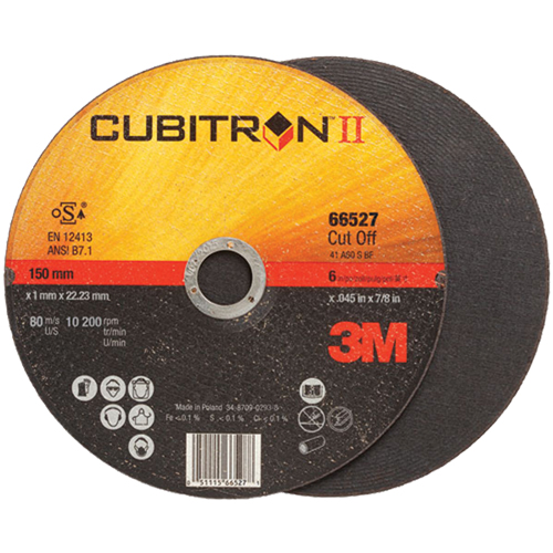 Meule &agrave; tronçonner Cubitron II, 4-1/2" x 0,04"/0,045", Arbre de 7/8", Type 27, C&eacute;ramique, 13 300 Tr/min Moffatt Supply & Specialties