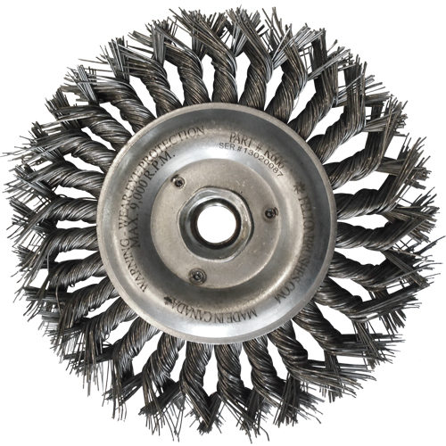 Brosses m&eacute;talliques &agrave; touret, Dia. 6", Fils 0,014", Arbre 5/8"-11, Acier Moffatt Supply & Specialties