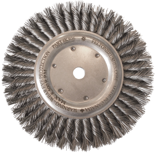 Brosses m&eacute;talliques &agrave; touret, Dia. 8", Fils 0,014", Arbre 5/8"-11, Acier Moffatt Supply & Specialties