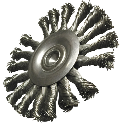 Circular Knotted Wire End Brushes, 3-1/2" Dia., 0.014" Wire Dia., 1/4" Shank Moffatt Supply & Specialties