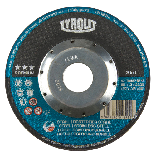 Meule &agrave; tronçonner 2-en-1 de premi&egrave;re qualit&eacute; Thincut, 4-1/2" x 0,045", Arbre de 7/8", Type 27, Oxyde d'aluminium, 13 300 Tr/min Moffatt Supply & Specialties
