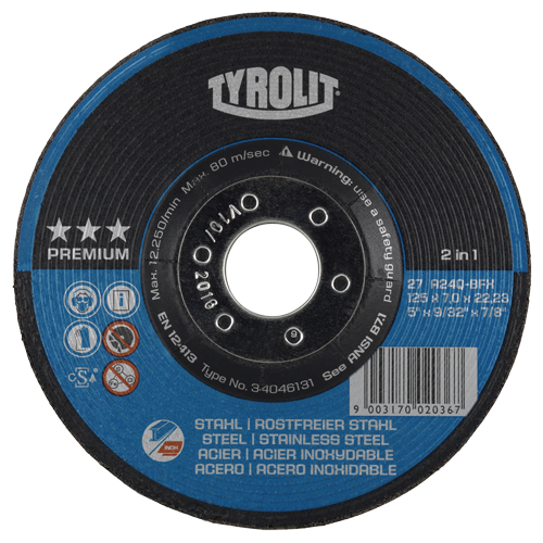 Disque de meulage 2-IN-1 Performance Plus, 7" x 9/32", Arbre 7/8", Type 27 Moffatt Supply & Specialties