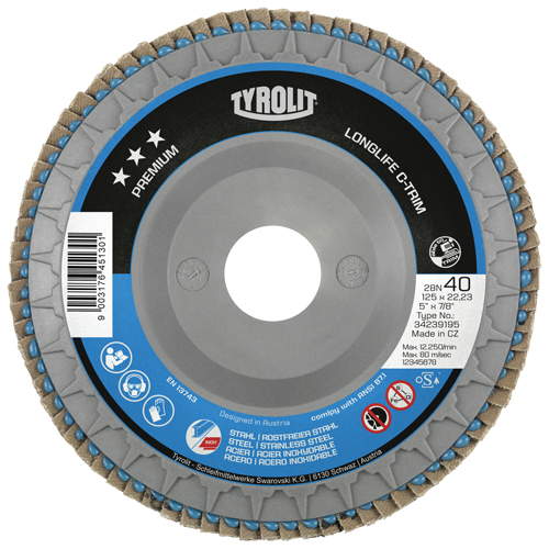 Heavy-Duty C-Trim Flap Disc, 6" x 7/8", Type 29, 40 Grit, Zirconium Moffatt Supply & Specialties