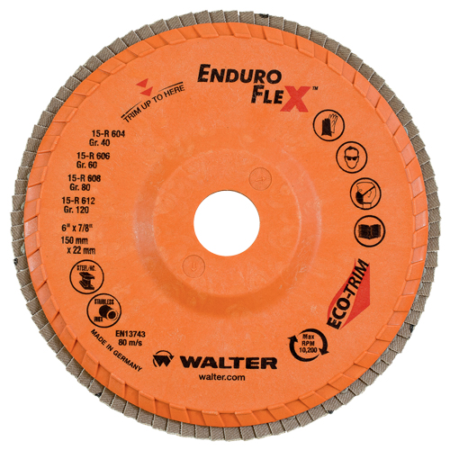 Disques &agrave; lamelles Enduro-Flex, 6" x 7/8", Type 27, Grain 40, Zirconium Moffatt Supply & Specialties