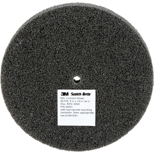 Scotch-Brite EXL Unitized Wheel, 5" x 1/2", 1/4" Arbor, Fine Grit, Silicon Carbide Moffatt Supply & Specialties