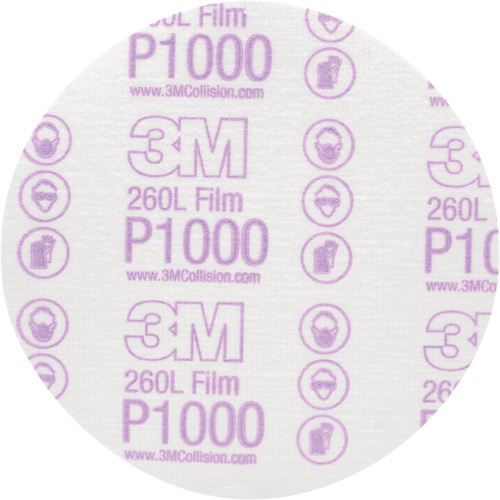 Hookit Finishing Film Disc, 6" Dia., P1000 Grit, Aluminum Oxide, Film Moffatt Supply & Specialties