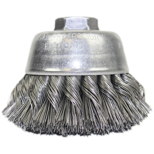 Knot Wire Cup Brush, 3-1/2" Dia. x 5/8"-11 Arbor Moffatt Supply & Specialties
