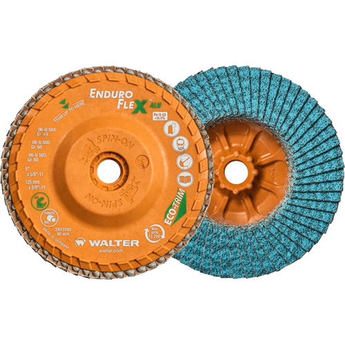 Enduro-Flex Alu Spin-On Flap Disc, 5" x 5/8"-11, Type 27, 40 Grit, Zirconia Alumina Moffatt Supply & Specialties