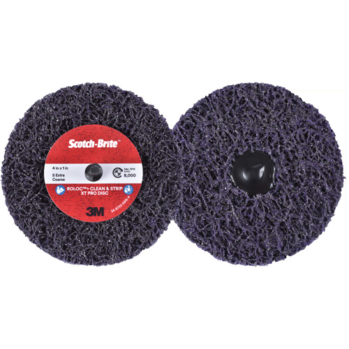 Disque  Clean and Strip  XT Pro Roloc Scotch-Brite, 4" dia., Grain Extra grossier, Carbure de silicium Moffatt Supply & Specialties
