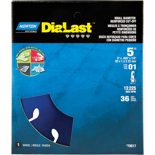 Dialast RightCut Cut-Off Wheel, 5" x 0.05", 7/8" Arbor, Type 01/41, Diamond, 12225 RPM Moffatt Supply & Specialties