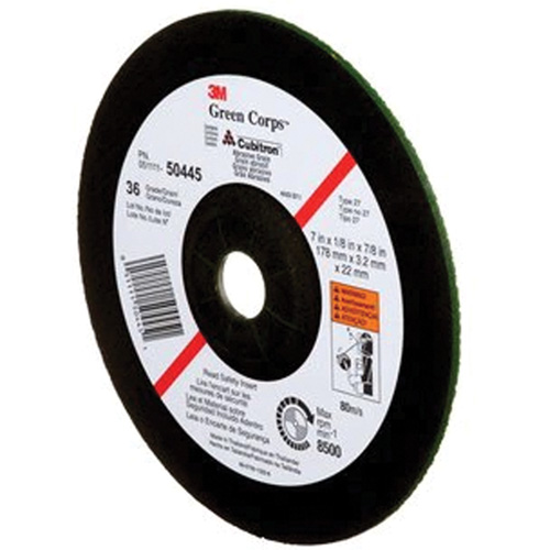 Green Corps Depressed Centre Wheel, 7" x 1/8", 7/8" Arbor, Ceramic, Type 27 Moffatt Supply & Specialties