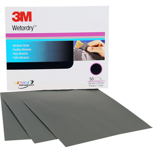 Feuille abrasive Wetordry, 9" x 11", Grain P500, Oxyde d'aluminium Moffatt Supply & Specialties