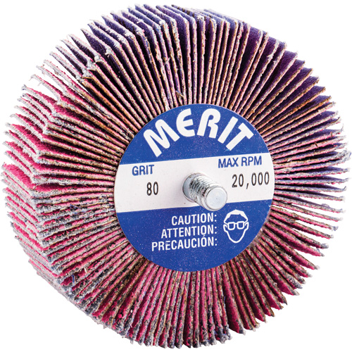 Threaded Mini Flap Wheel, Ceramic Alumina, 80 Grit, 3" x 1" x 1/4"-20 Moffatt Supply & Specialties