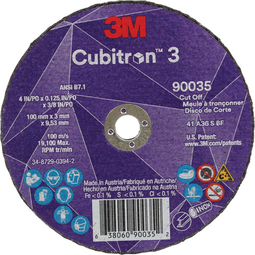 Cubitron 3 Cut-Off Wheel, 4" x 1/8", 3/8" Arbor, Type T1, Ceramic, 21000 RPM Moffatt Supply & Specialties
