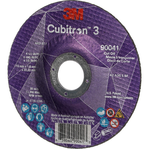 Cubitron 3 Cut-Off Wheel, 4-1/2" x 0.045", 7/8" Arbor, Type T27, Ceramic, 13300 RPM Moffatt Supply & Specialties