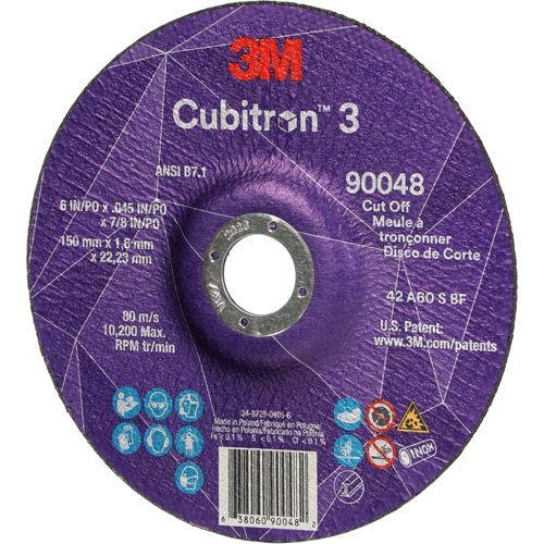 Cubitron 3 Cut-Off Wheel, 6" x 0.045", 7/8" Arbor, Type T27, Ceramic, 10200 RPM Moffatt Supply & Specialties