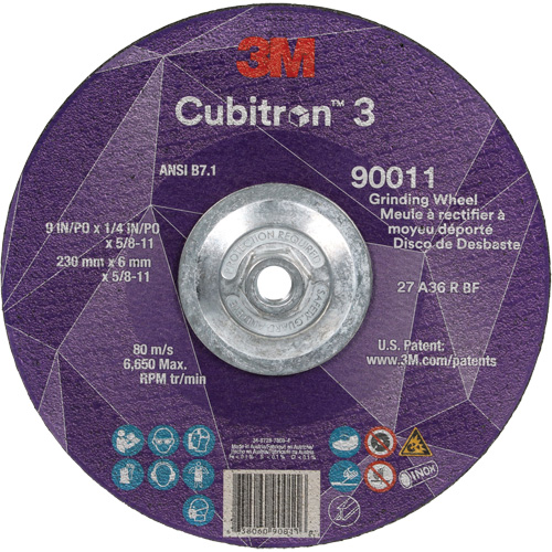 Cubitron 3 meule a moyeu d&eacute;port&eacute;, 9" x 0,25", Arbre 5/8"-11, C&eacute;ramique, Type T27 Moffatt Supply & Specialties