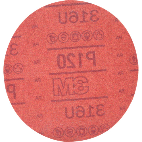 Hookit Red Abrasive Disc 316U, 01224, 6" Dia., P120 Grit, Aluminum Oxide, A Moffatt Supply & Specialties
