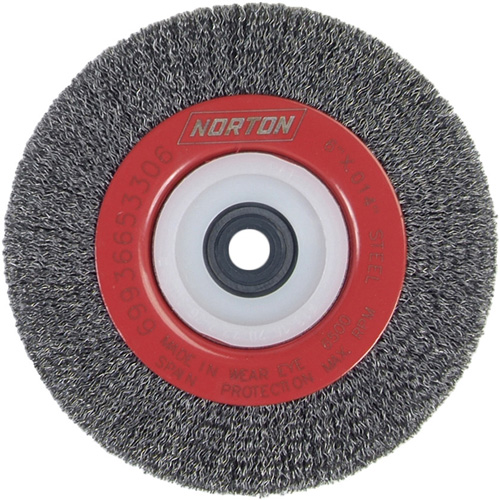 Roue d'&eacute;tabli sertie, 6" dia., Fils 0,014", Arbre 1/2"-2 Moffatt Supply & Specialties