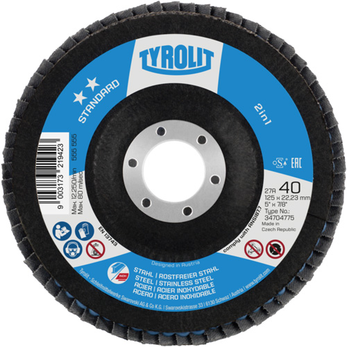 2-in-1 Flap Disc, 4-1/2" x 22.5 mm, Type 27A, 60 Grit, Ceramic Alumina Moffatt Supply & Specialties