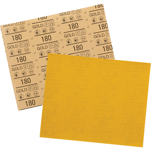 Gold Abrasive Sheet 12545, 9" x 11", 180 Grit, Aluminum Oxide Moffatt Supply & Specialties