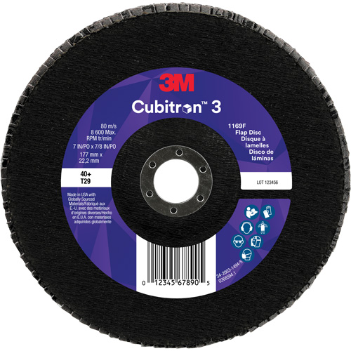 Cubitron 3 Conical  Flap Disc 1169F, 7" x 7/8", Type T29, 40+ Grit, Ceramic Moffatt Supply & Specialties