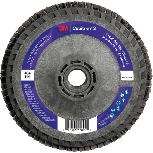 Disque &agrave; lamelles conique 1169F Cubitron 3 &agrave; changement rapide, 4-1/2" x 5/8"-11, Type T29, Grain 40+, C&eacute;ramique Moffatt Supply & Specialties