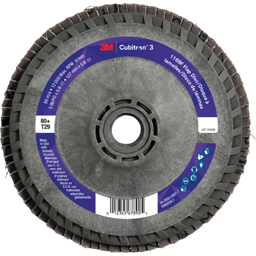 Disque &agrave; lamelles Cubitron 3 1169F, 5" x 5/8"-11, Type T29, Grain 80+, C&eacute;ramique Moffatt Supply & Specialties