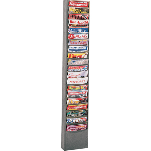 Literature Storage Racks, Stationary, 20 Slots, Steel, 13-1/8" W x 4-1/8" D x 58-1/2" H Moffatt Supply & Specialties