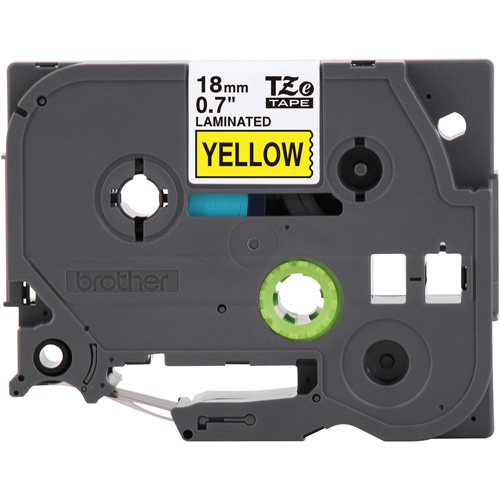Tape Cartridge for P-touch&reg; Labeling System, 18 mm x 8 m, Black on Yellow Moffatt Supply & Specialties