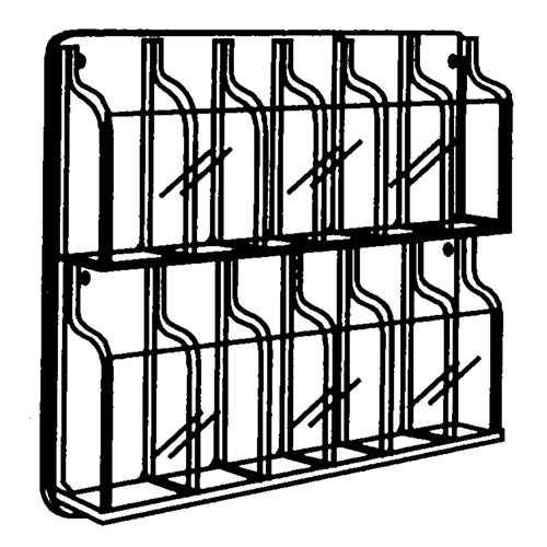 Literature Displays, Wall Mount, 9 Slots, Plastic, 30" W x 2" D x 36-7/8" H Moffatt Supply & Specialties