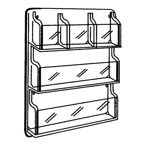 Literature Displays, Wall Mount, 9 Slots, Plastic, 30" W x 2" D x 36-7/8" H Moffatt Supply & Specialties