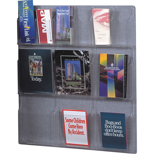 Literature Displays, Wall Mount, 6 Slots, Plastic, 30" W x 34-3/4" D x 34-3/4" H Moffatt Supply & Specialties