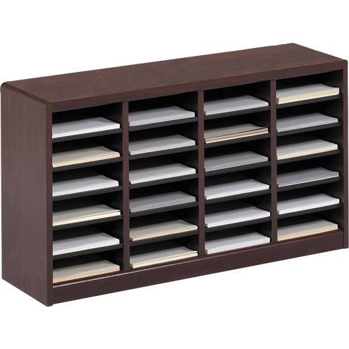 E-Z Stor&reg; Literature Organizer, Stationary, 24 Slots, Wood, 40" W x 11-3/4" D x 23" H Moffatt Supply & Specialties