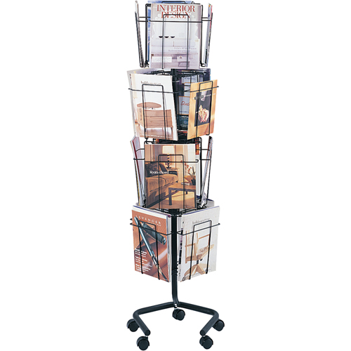 Pr&eacute;sentoirs pivotants pour documentation, Rotatif, 16 fentes, Fil m&eacute;tallique, 15" la x 15" p x 60" h Moffatt Supply & Specialties