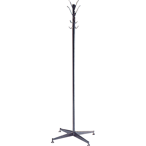 Coat Tree, 60" H, Steel, Black, 8 Hook(s) Moffatt Supply & Specialties
