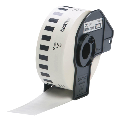 Tape Cartridge for P-touch&reg; Labeling System, 12 mm x 100', Black on White Moffatt Supply & Specialties