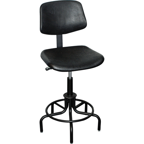 Tabouret avec dossier de s&eacute;rie 6000, Stationnaire, Ajustable, , Polyur&eacute;thane Si&egrave;ge, Noir Moffatt Supply & Specialties