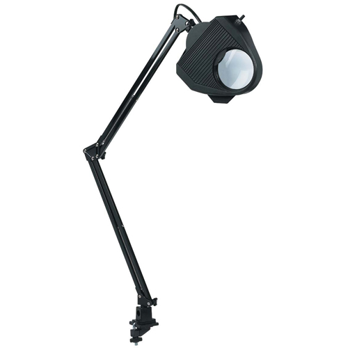 Lampe de travail avec loupe, 60 W, Fluorescent/Incandescente/DEL, Pince, Col 40", Noir Moffatt Supply & Specialties