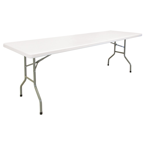 Table pliante, Rectangulaire, 96" l x 30" la, Poly&eacute;thyl&egrave;ne, Blanc Moffatt Supply & Specialties