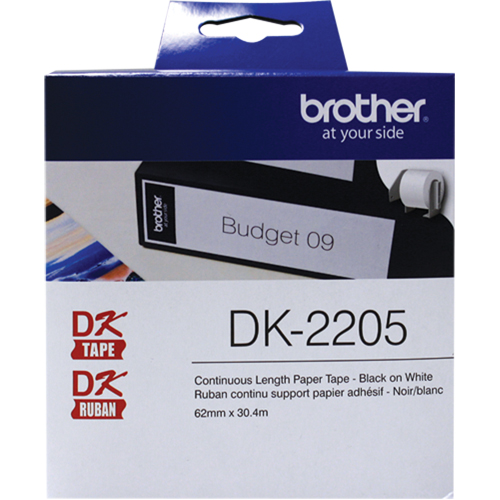 Ruban d'&eacute;tiquettes &agrave; longueur continue de s&eacute;rie DK, Papier, Noir sur blanc, Largeur de 2-1/2" Moffatt Supply & Specialties
