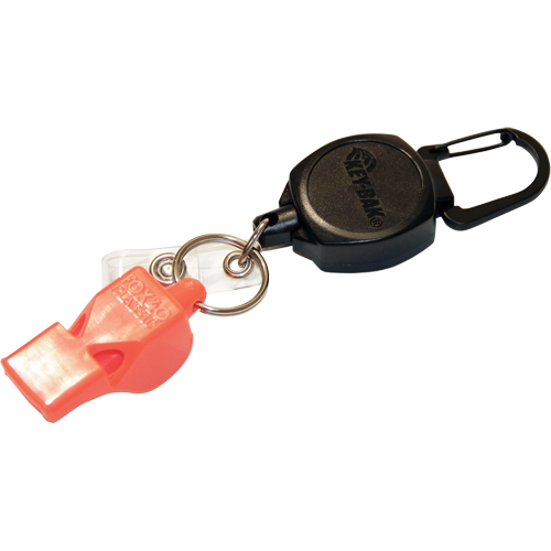 Self Retracting ID Badge and Key Reel with Whistle, Zinc Alloy Metal, 24" Cable, Carabiner Attachment Moffatt Supply & Specialties