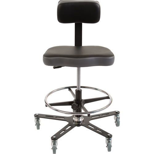 Chaise ergonomique industrielle TF160, Mobile, Ajustable, 20-1/2" - 28-1/2", Vinyle Si&egrave;ge, Noir/gris Moffatt Supply & Specialties