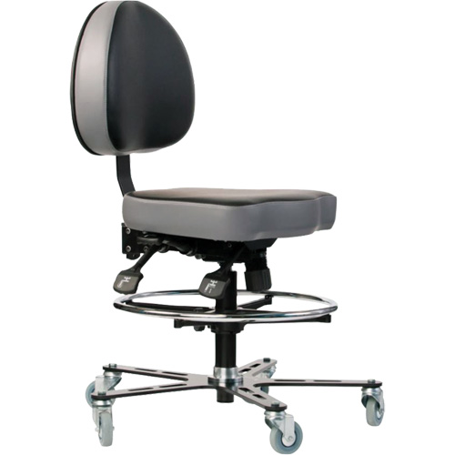 TF 180 Ergonomic Chair, Mobile, Vinyl Seat, Black Moffatt Supply & Specialties